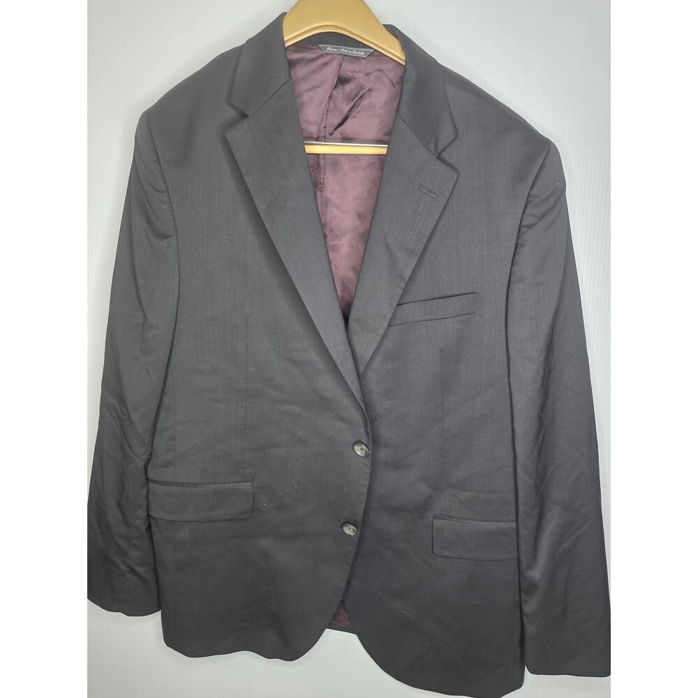 Jack Victor Men's Black Super 130s Italian Wool Blazer Sport Coat 46R
